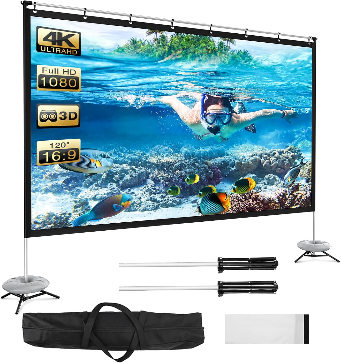 120 Inch 16:9 4K HD Projector Screen with Stand B2819