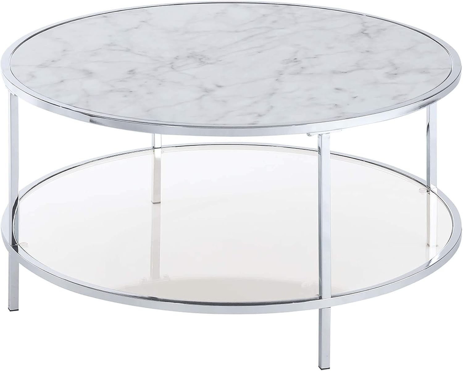 White Faux Marble Round Coffee Table D78306