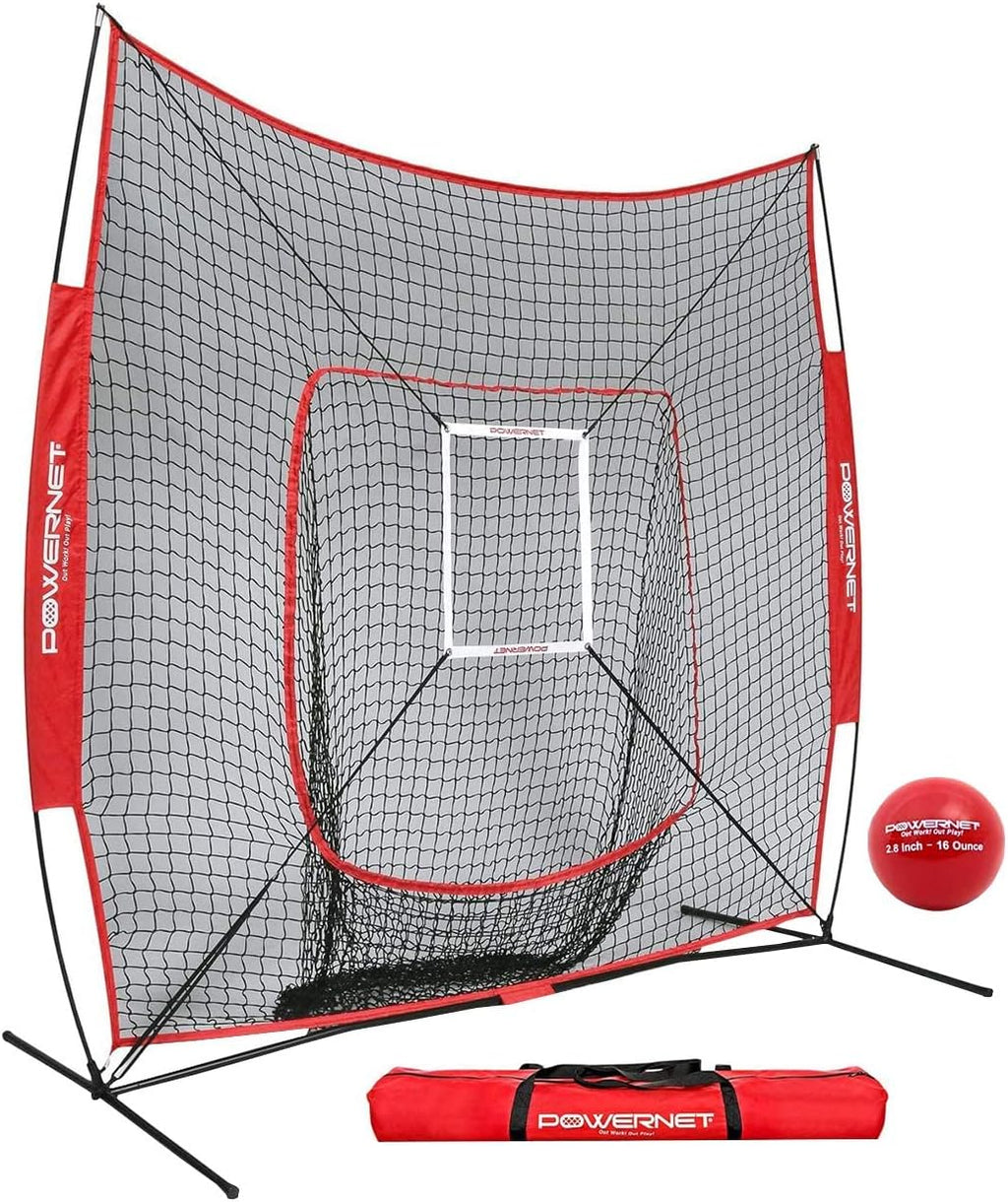 7x7 Baseball Softball Hitting Net with Weighted Heavy Ball and Strike Zone K79785