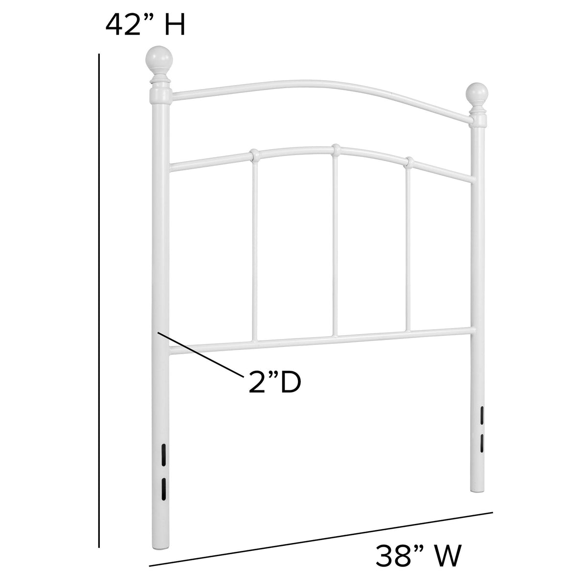 White Contemporary Open Vertical Headboard Twin Size X328