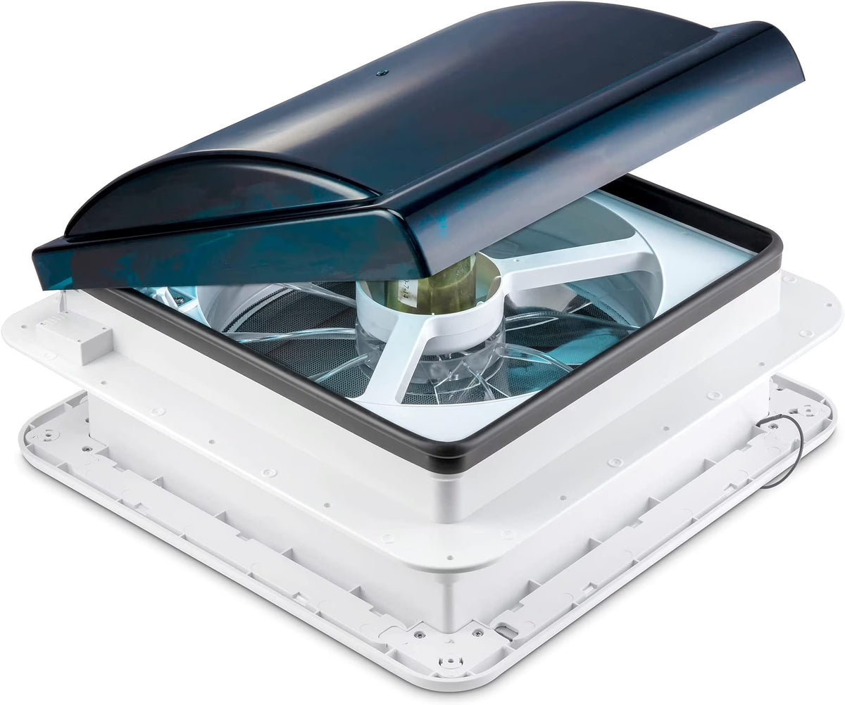 14” RV Roof Vent Fan with Light, Manual, White & Gray U1578