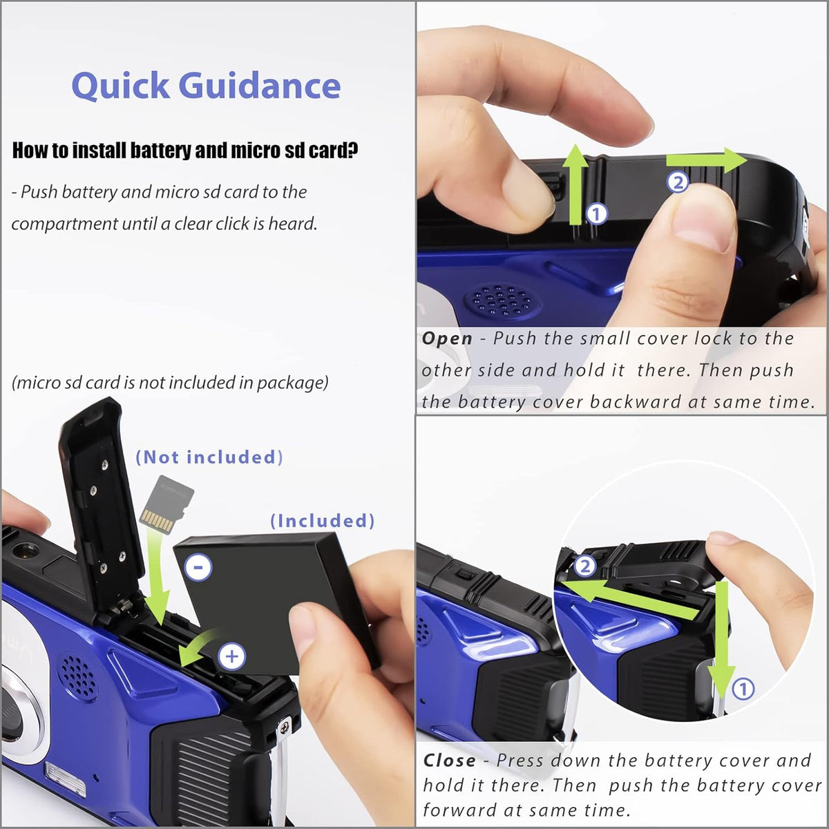 Waterproof Digital Camera Full HD 1080P 21 MP Underwater Camcorder with Rechargeable Battery (Blue-2) Pack of 2 S63264