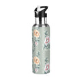 Pink Flowers Stainless Steel Insulated Water Bottle with Straw Lid L917