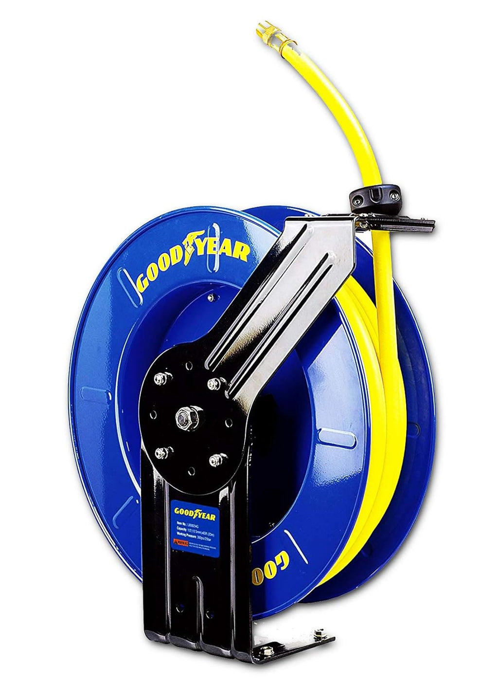 Retractable 1/2" x 65' SBR Rubber Air Hose Reel, 300PSI Steel Single Arm X81016