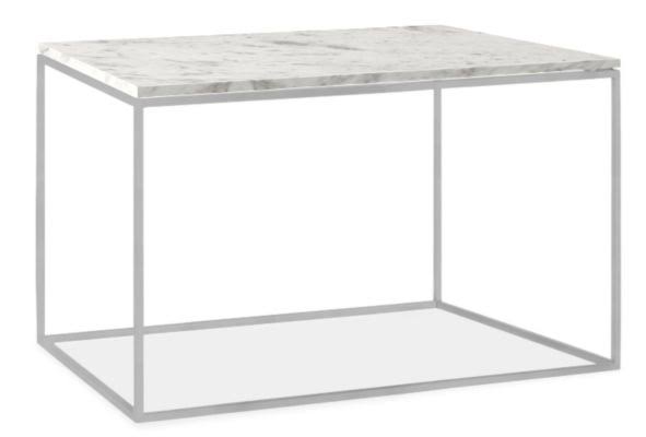 White Venatino Marble Top End Table with Stainless Steel Frame Base S232