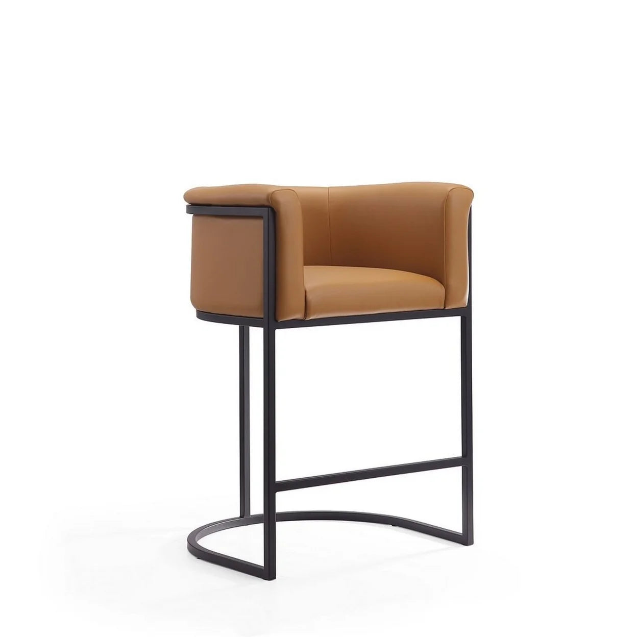 Camel and Black Metal Counter Height Bar Stool Set of 2 Y826