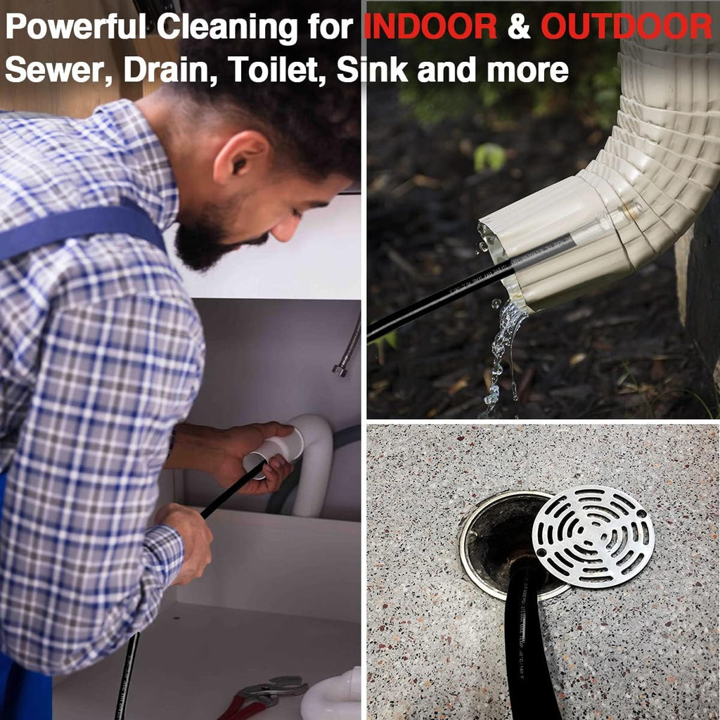 Sewer Jetter Kit for Pressure Washer, 50 FT 1/4 Inch NPT Drain Cleaning Hose, 4000 PSI Pack of 2 C216665