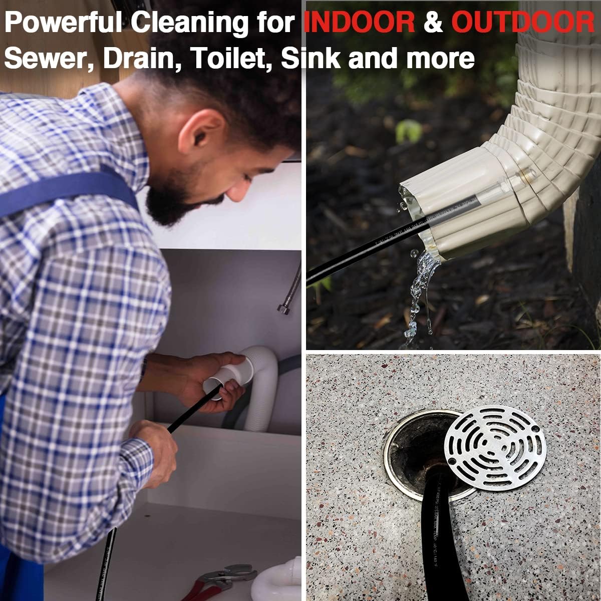Sewer Jetter Kit for Pressure Washer, 50 FT 1/4 Inch NPT Drain Cleaning Hose, 4000 PSI Pack of 2 C216665