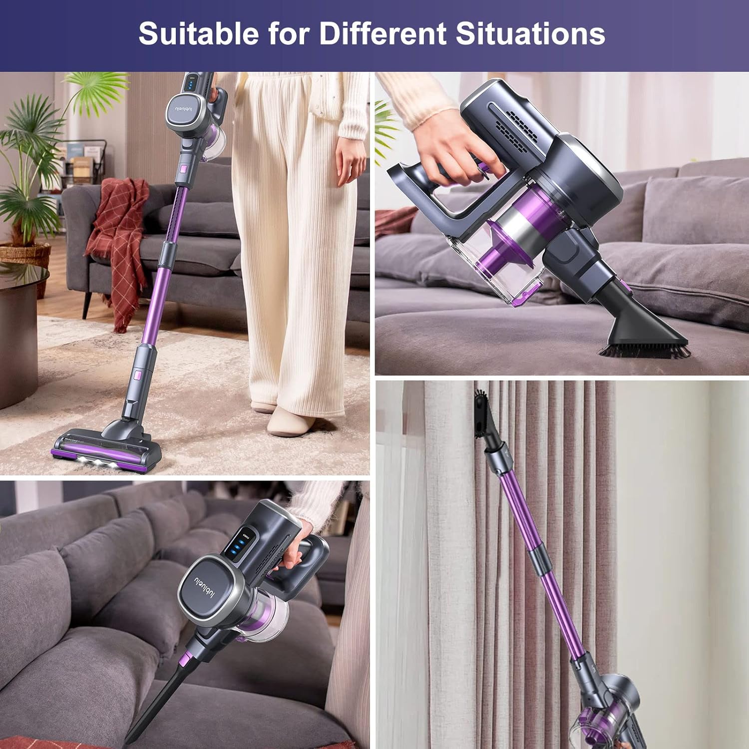 Cordless Stick Vacuum with 25Kpa Suction, 50min Runtime, Detachable Battery O91998
