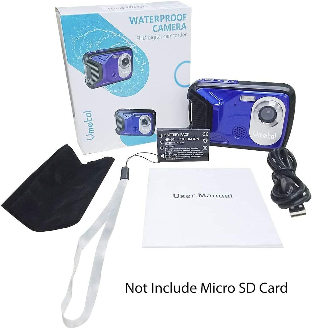 Waterproof Digital Camera Full HD 1080P 21 MP Underwater Camcorder with Rechargeable Battery (Blue-2) Pack of 2 S63264
