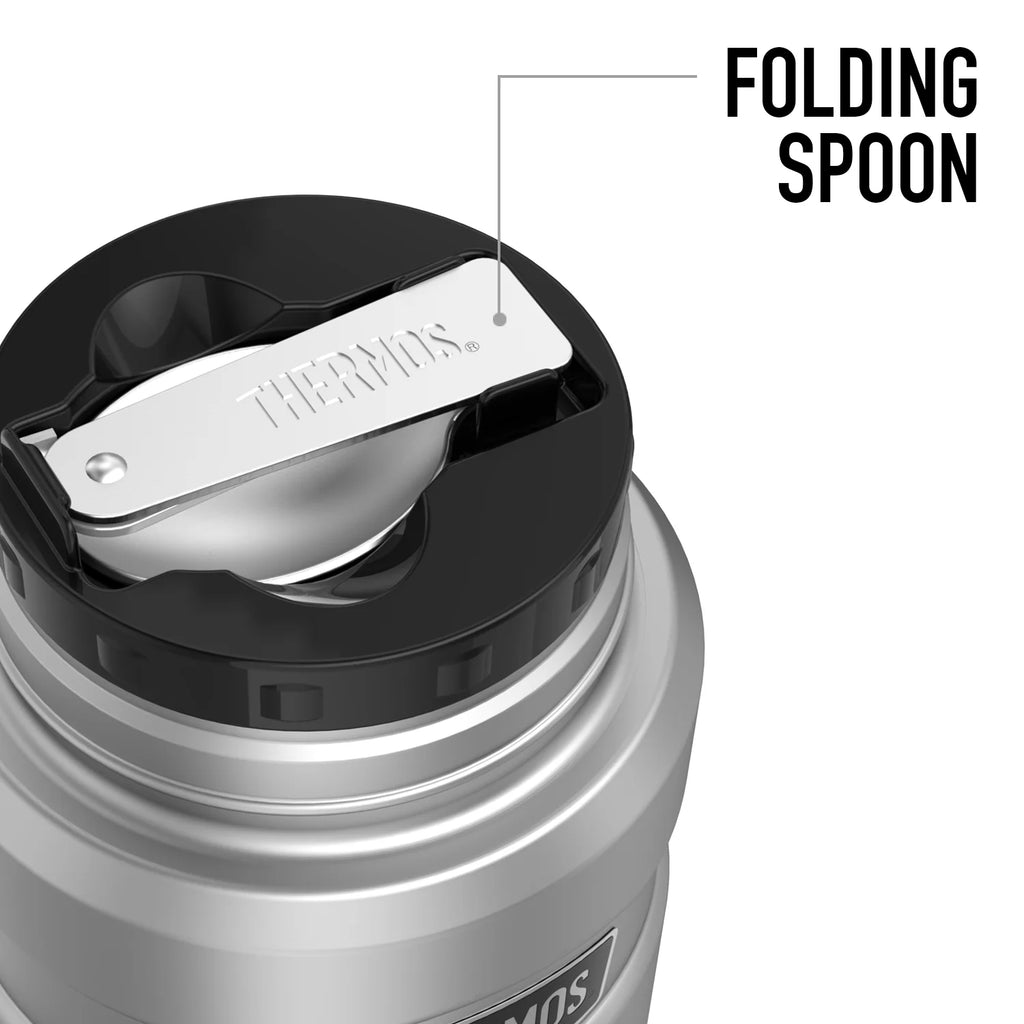 Stainless Steel Food Jar with Folding Spoon, Vacuum Insulated, 16oz J588436
