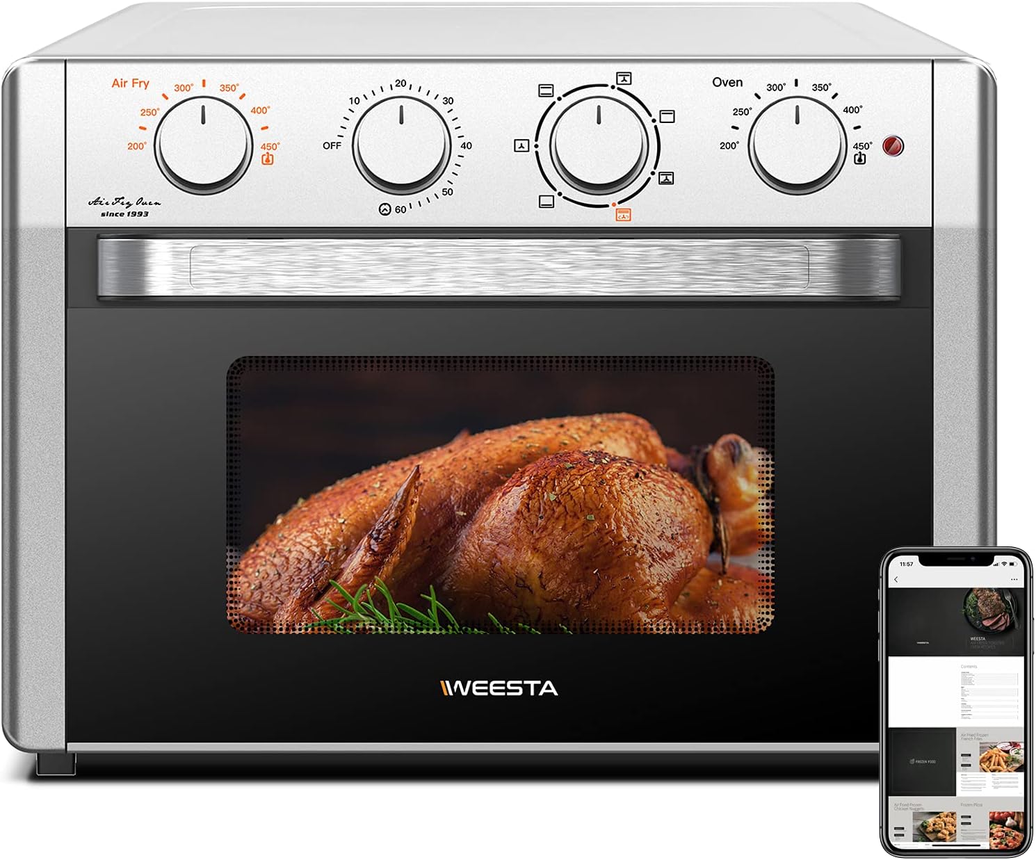 Silver 24 Quart 7-In-1 Convection Air Fryer Toaster Oven J174499