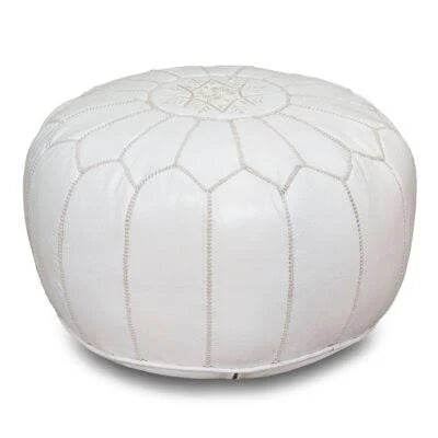 White Leather Pouf M9918