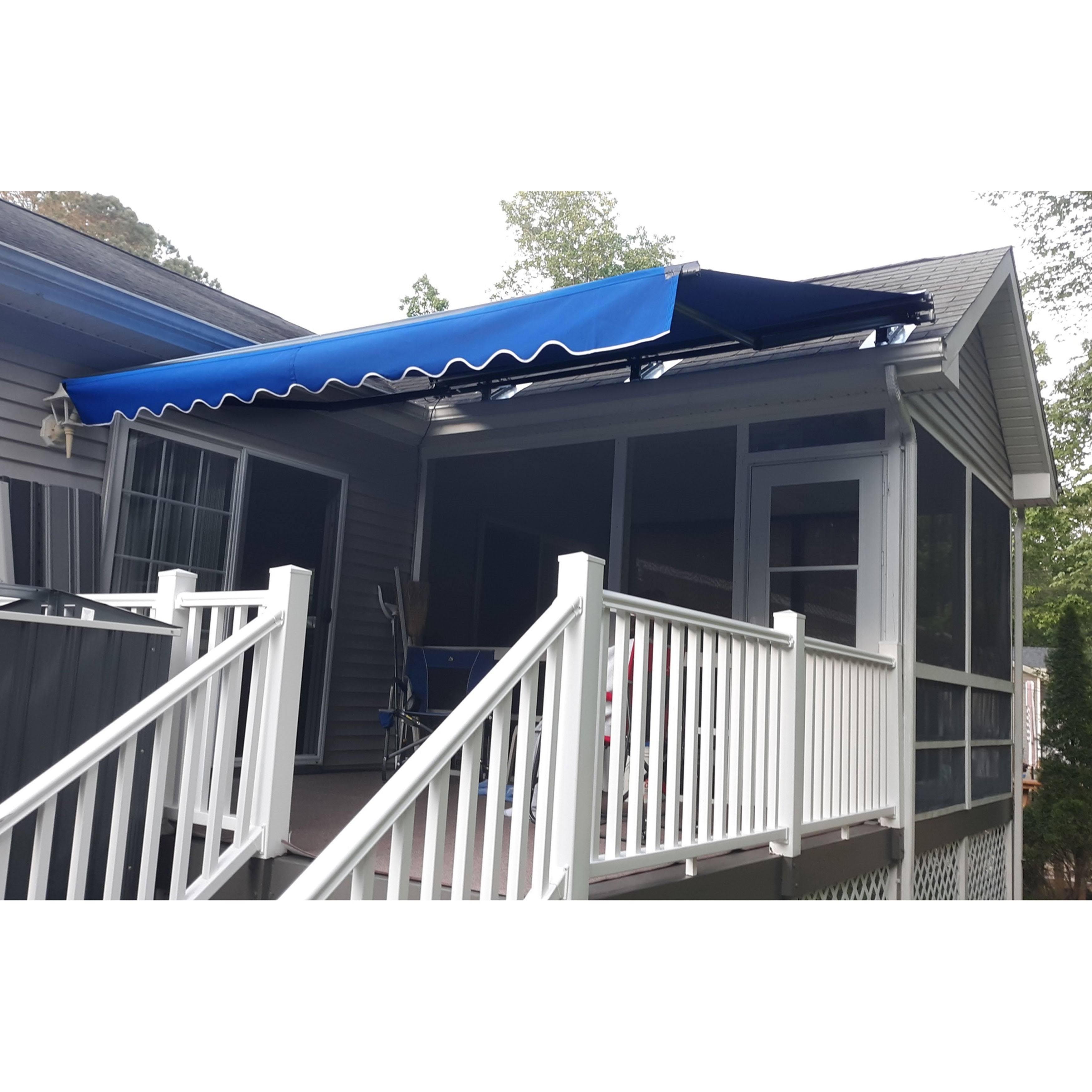 13 x 10 ft. Black Frame Retractable Patio Canopy Awning Blue P874843