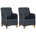 2 pcs Poly Rattan Patio Chairs with Cushions Dark Gray X3344