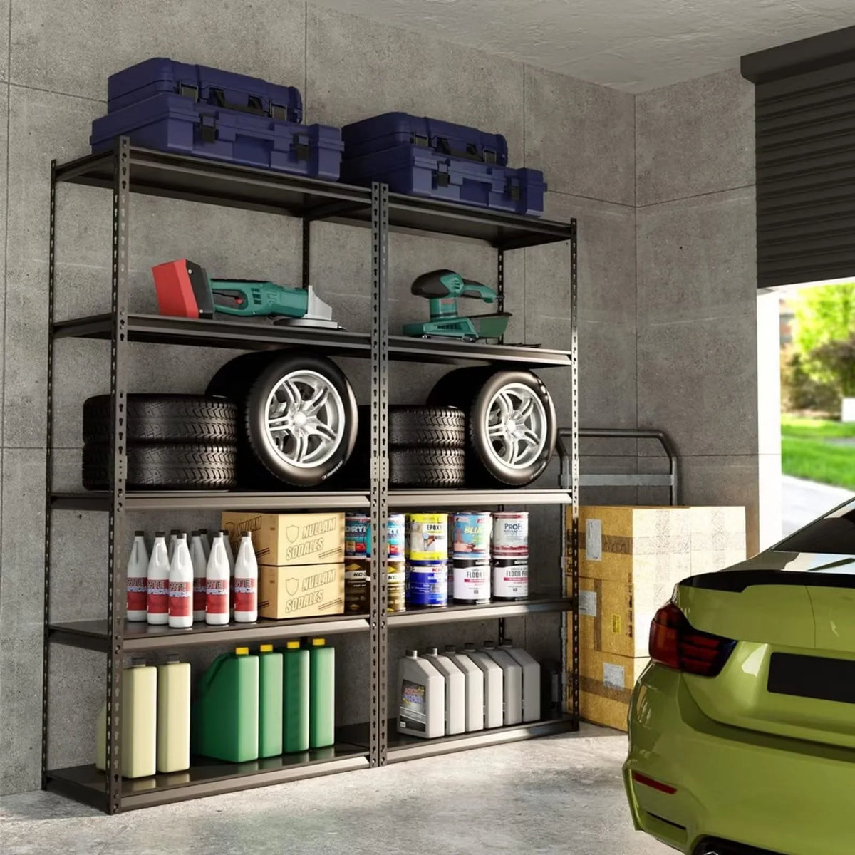 Heavy Duty 5-Tier Metal Garage Storage Shelving Rack, 35.8" W x 16.2" D x 72" H E7352