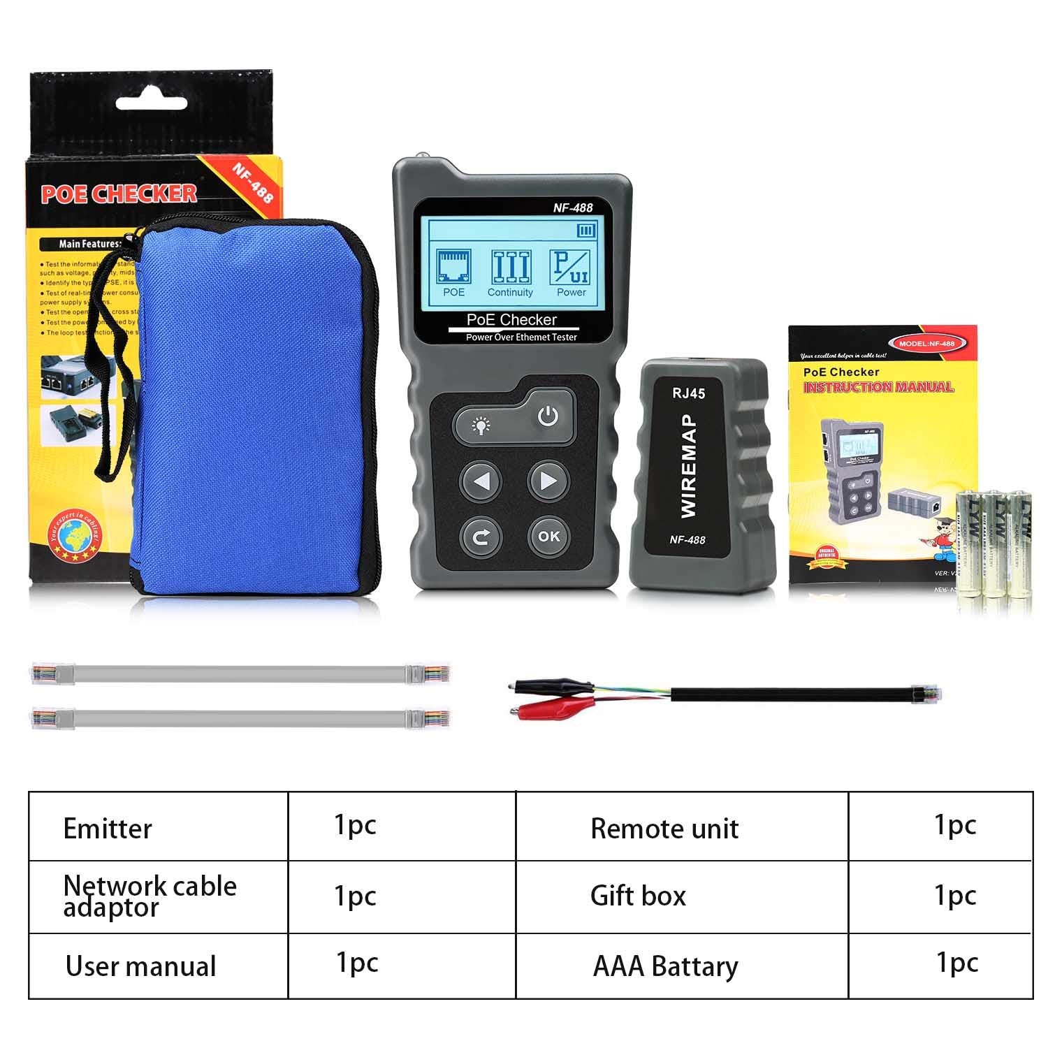 RJ45 Ethernet Tester with POE M5103