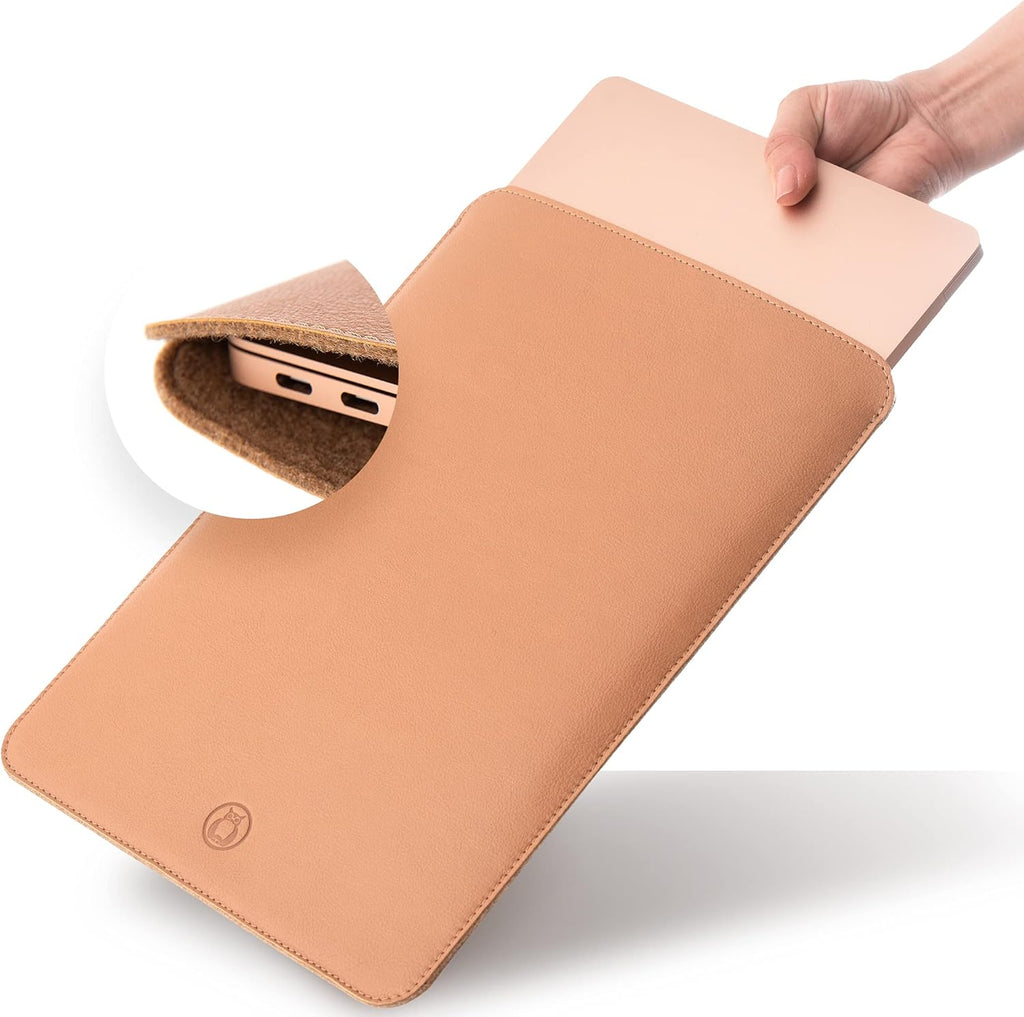 Thin Leather Laptop Sleeve, 13 Inch Suede Padded (Brown) V64472