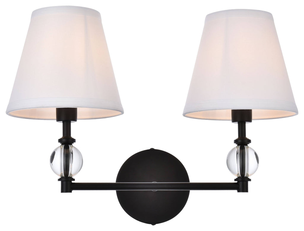 Black Bath Sconce with White Fabric Shade H216