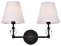 Black Bath Sconce with White Fabric Shade H216