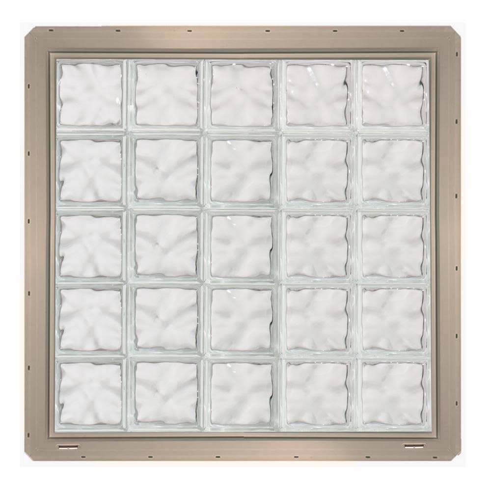Vinyl Framed Glass Block Window with Clay Colored Vinyl Nailing Fin U176750