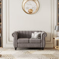 Gray Buttoned Tufted Sofa with Solid Wood Legs D6134