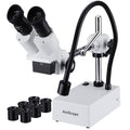 Compact Fixed-Lens Stereo Boom-Arm Microscope with Gooseneck LED Light L609060