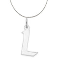 Sterling Silver Rhodium-Plated Initial Charm Pendant with Rope Chain Necklace 18'' K50120