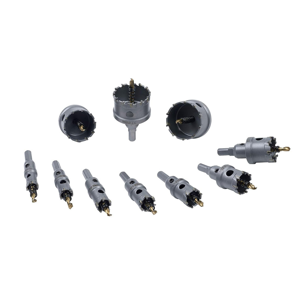 10 Pcs Carbide Hole Saw Set with Titanium Plated Center Drill and Storage Case F311905