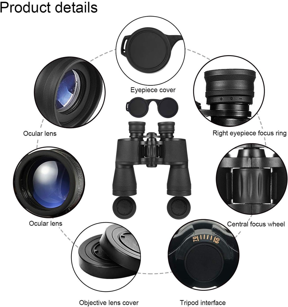 20x50 Compact HD Waterproof Binoculars with Strap Carrying Bag H44642