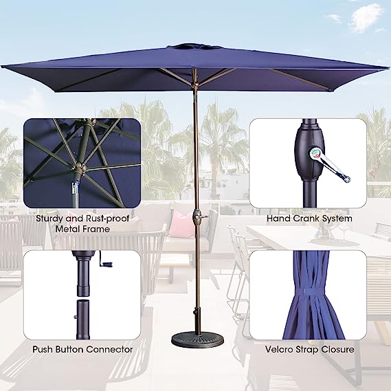 Navy Blue Outdoor Patio Umbrella with Stand H87983