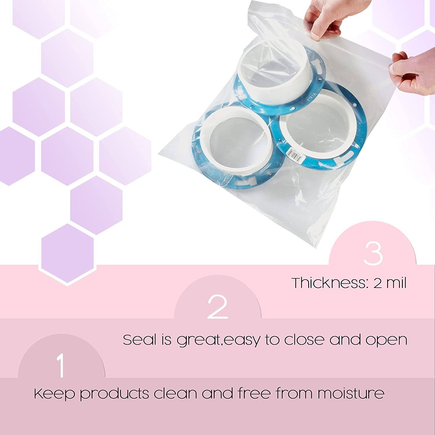 1000 Pack Clear Reclosable Zip Lock Poly Bags 2 Mil 13x22 x 18x22 G752933