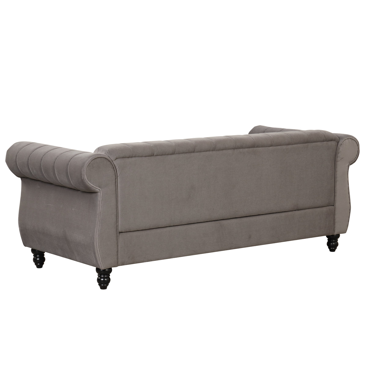 Gray Buttoned Tufted Sofa with Solid Wood Legs D6134