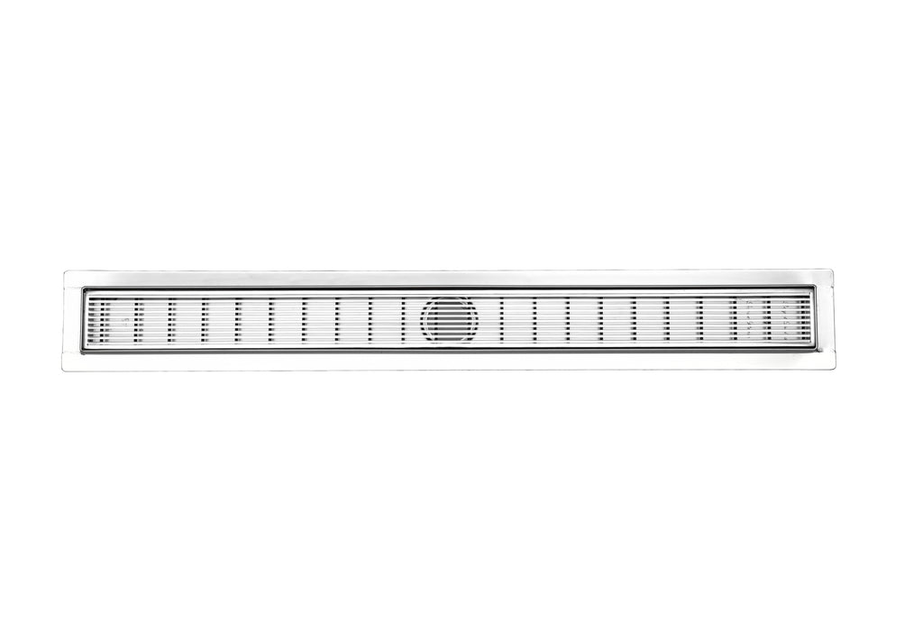Linear Shower Drain Offset Side Outlet Extra Thick 6 Gauge Brushed 304 Stainless Steel Rectangle Floor Drain Set O873406