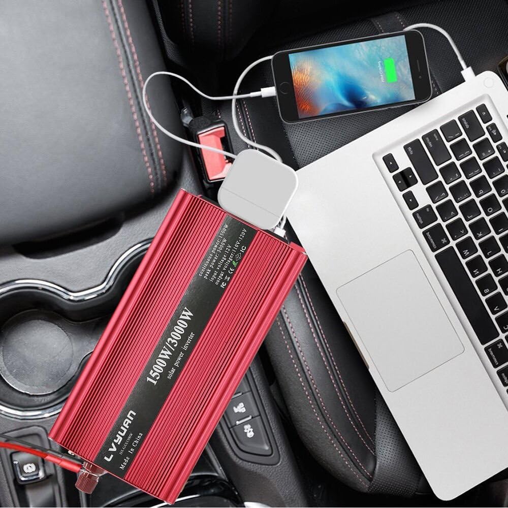 1500W Power Inverter Dual AC Outlets Dual USB DC 24V to 110V AC Car Inverter with Digital Display Z1953