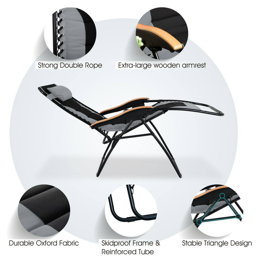 Set of 2 Oversized Padded Zero Gravity Chair, Grey K682