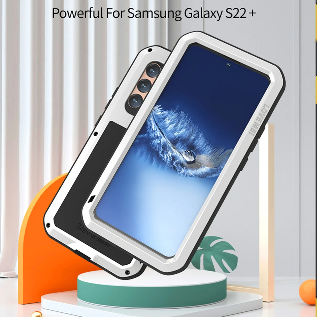 White Metal Bumper Silicone Case with Built-in Screen Protector N948