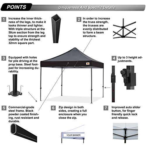 Black 10 x 10-Feet Commercial Instant Pop Up Tent with Carrying Bag I392