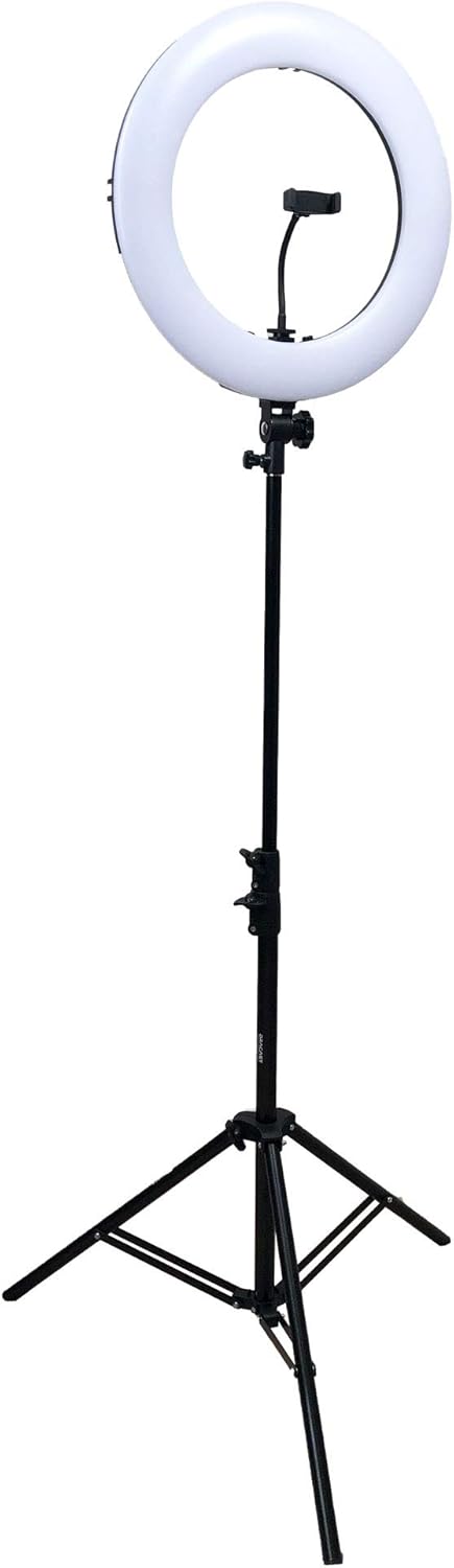 18 Dimmable Bi-Color LED Video Ring Light Kit with Phone Holder and Light Stand N78564