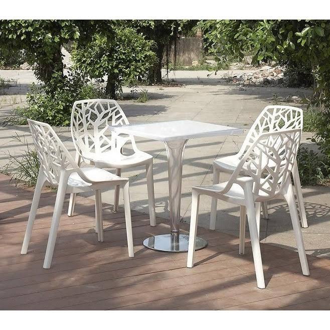 Set of 4 Polycarbonate Armless Accent Chair R3718