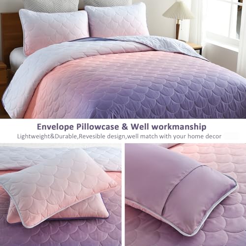King Size Green Microfiber Quilt with 2 Pillow Shams I123988
