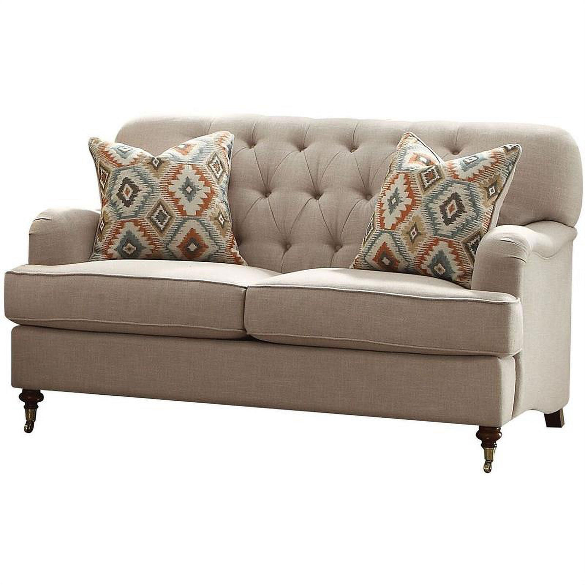 Beige Tufted Sofa and Fabric Loveseat 2-Piece Set K60605
