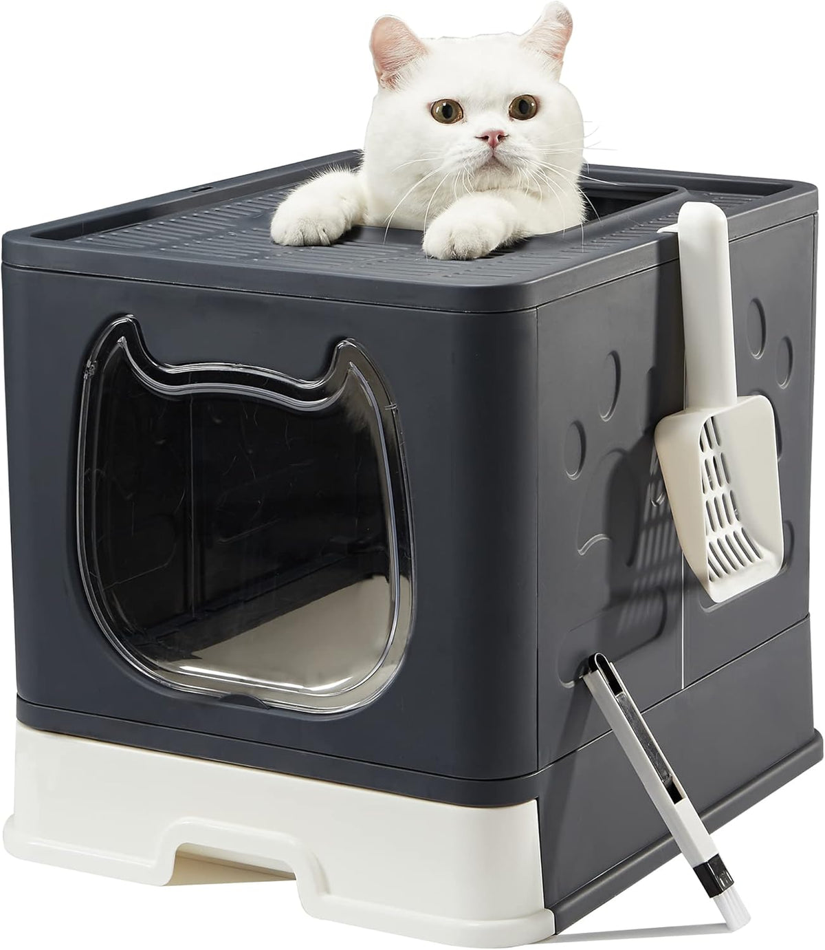 Black Covered Cat Litter Box with Lid T328