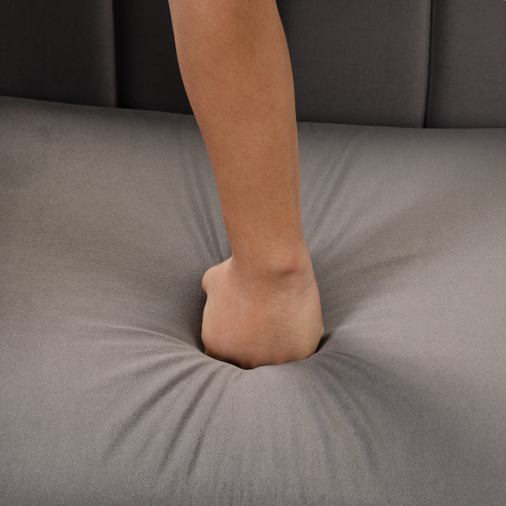 Gray Buttoned Tufted Sofa with Solid Wood Legs D6134