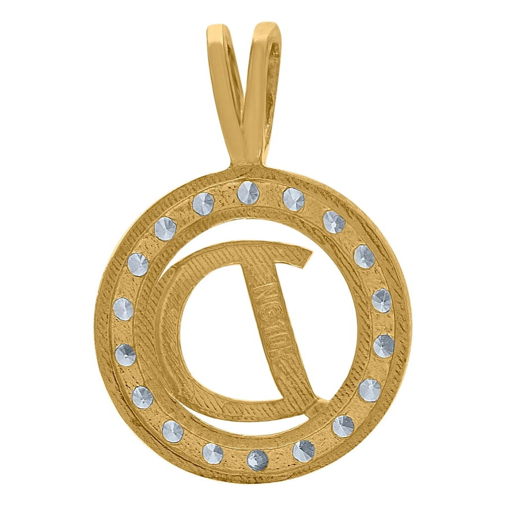 10k Two Tone Gold CZ Cubic Zirconia Letter D Pendant Necklace K53201