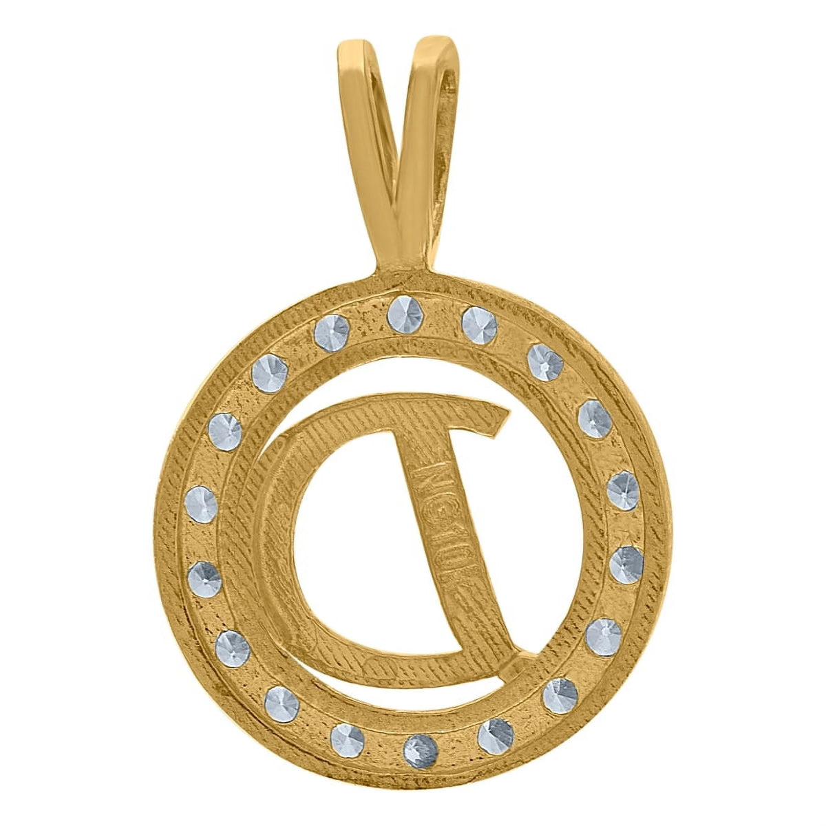 10k Two Tone Gold CZ Cubic Zirconia Letter D Pendant Necklace K53201