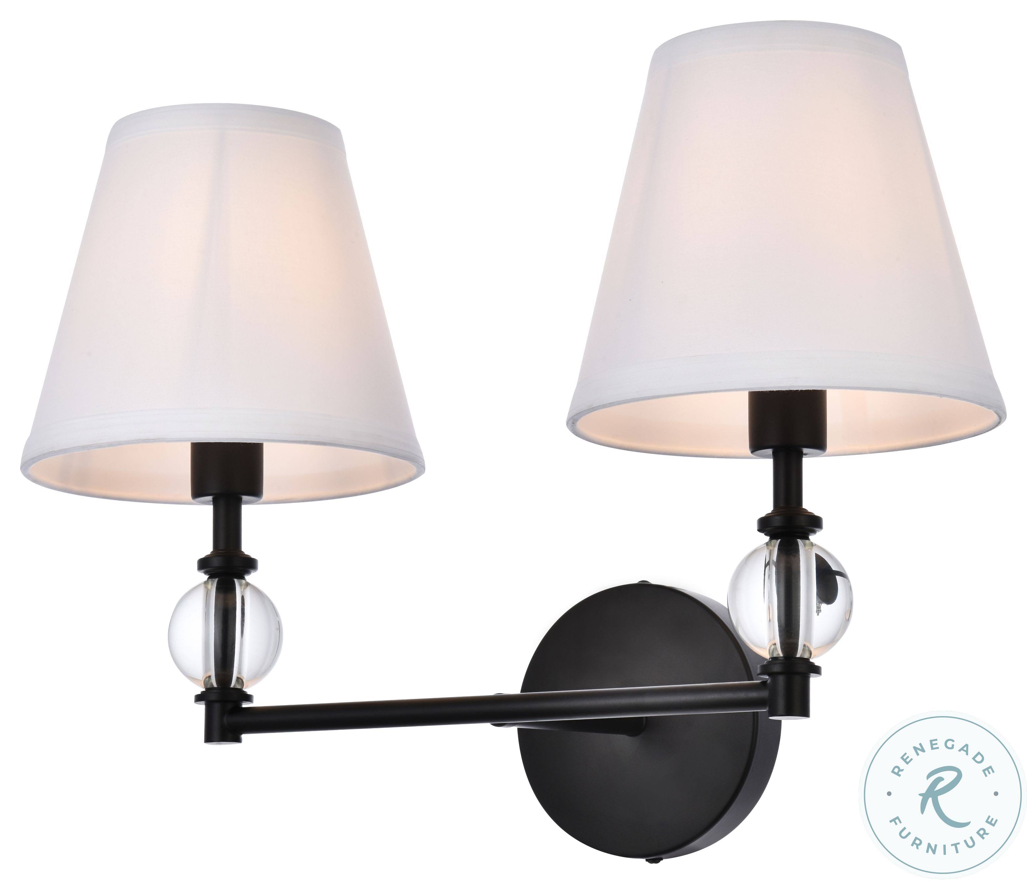 Black Bath Sconce with White Fabric Shade H216