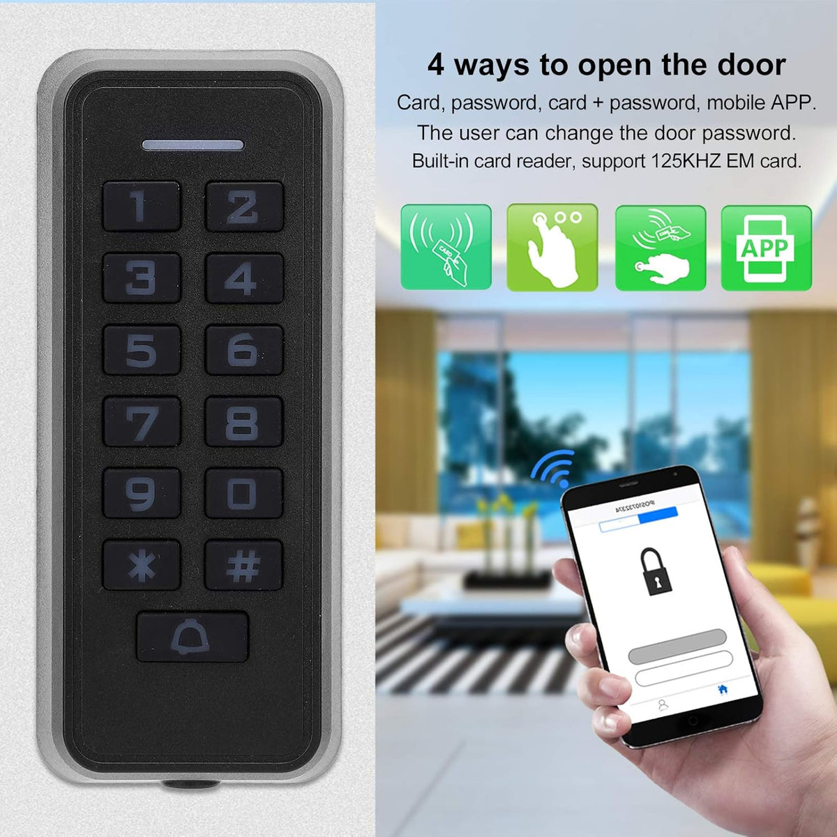 125KHz RFID Wireless WIFI Access Control Keypad with Backlight R9363