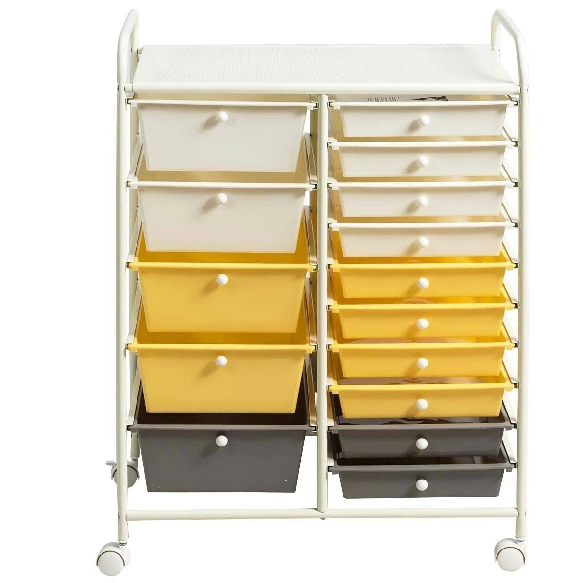Yellow 15-Drawer Rolling Organizer Cart Y62158