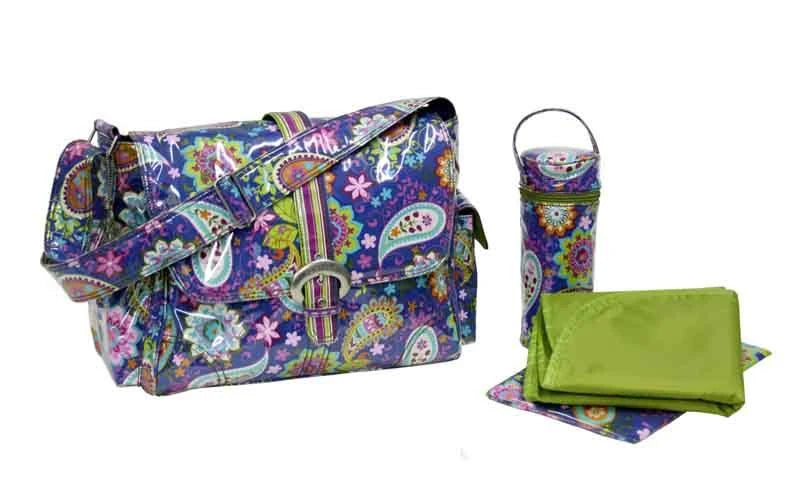 Cobalt Paisley Laminated Buckle Diaper Bag J521